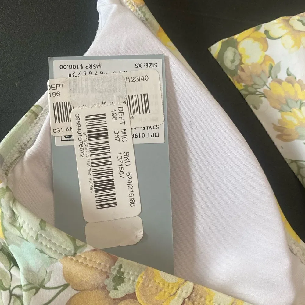 NWT Antonio Melani‎ Floral Ruffle Halter One Piece Swimsuit Size XS